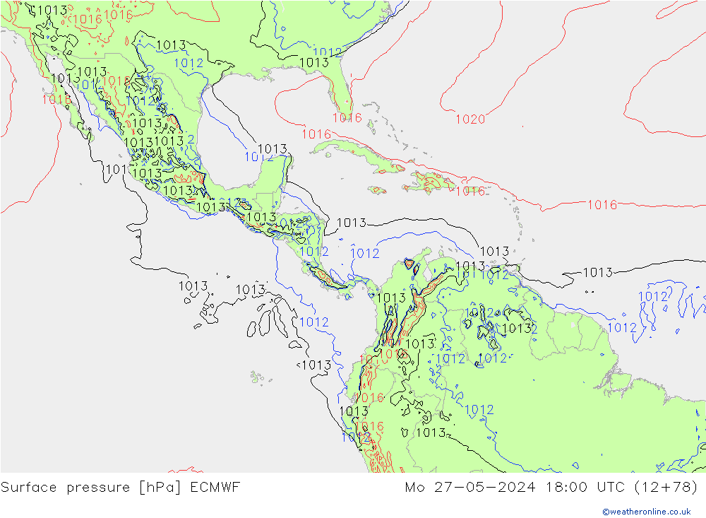 Surface pressure ECMWF Mo 27.05.2024 18 UTC