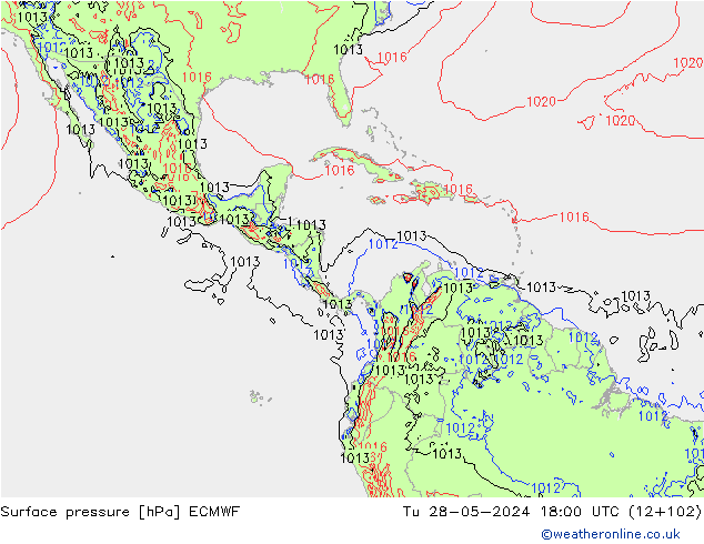 Luchtdruk (Grond) ECMWF di 28.05.2024 18 UTC