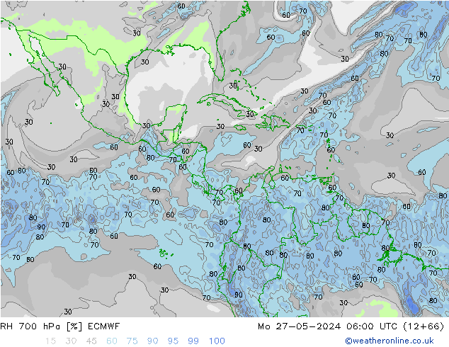 RH 700 hPa ECMWF lun 27.05.2024 06 UTC