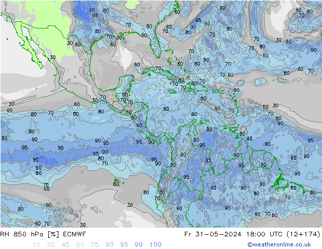 RH 850 hPa ECMWF Fr 31.05.2024 18 UTC