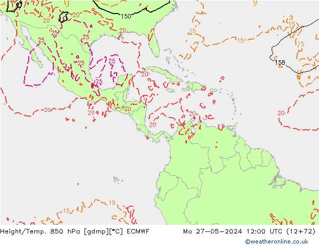 Height/Temp. 850 hPa ECMWF  27.05.2024 12 UTC