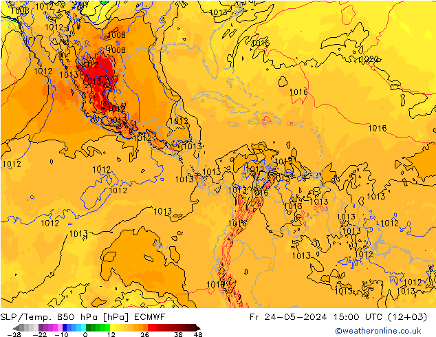 SLP/Temp. 850 hPa ECMWF Fr 24.05.2024 15 UTC