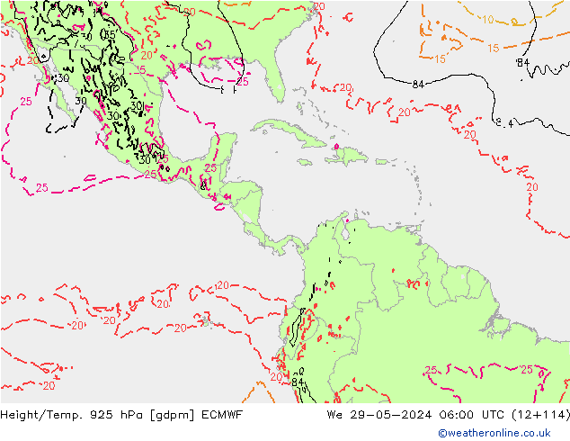 Height/Temp. 925 hPa ECMWF We 29.05.2024 06 UTC