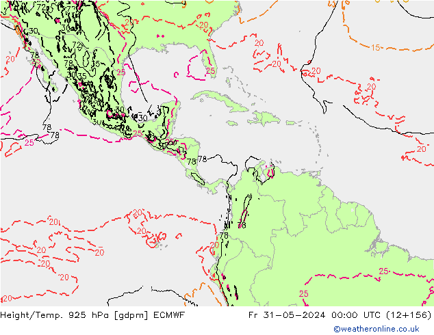 Géop./Temp. 925 hPa ECMWF ven 31.05.2024 00 UTC