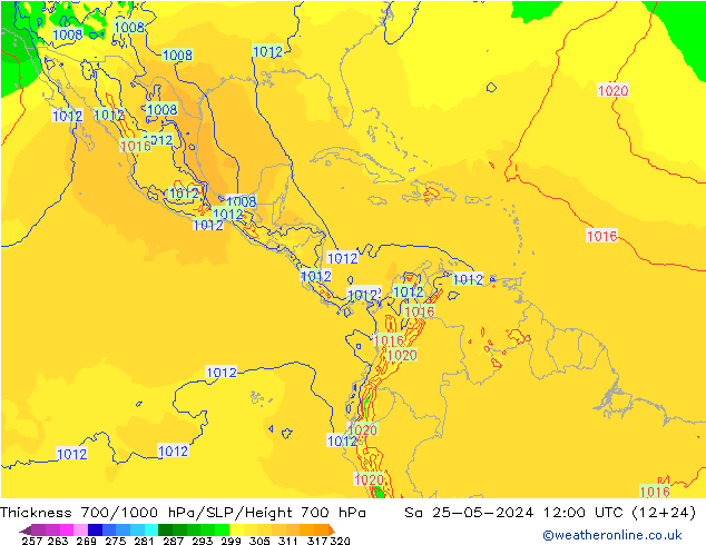 700-1000 hPa Kalınlığı ECMWF Cts 25.05.2024 12 UTC