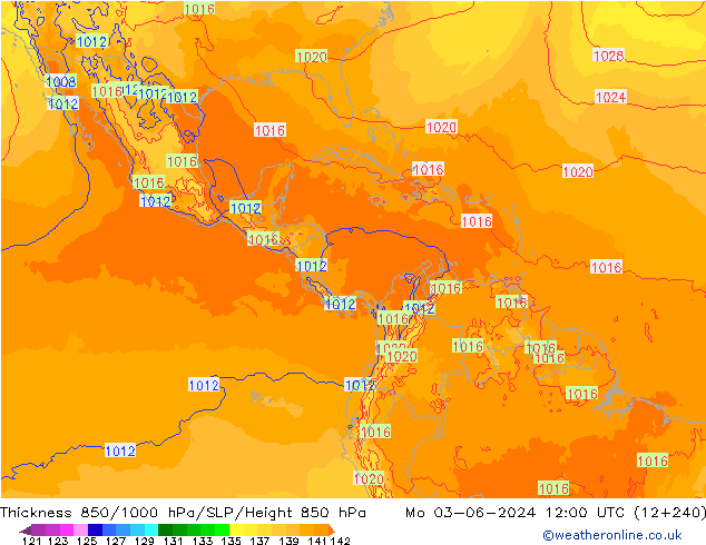 850-1000 hPa Kalınlığı ECMWF Pzt 03.06.2024 12 UTC