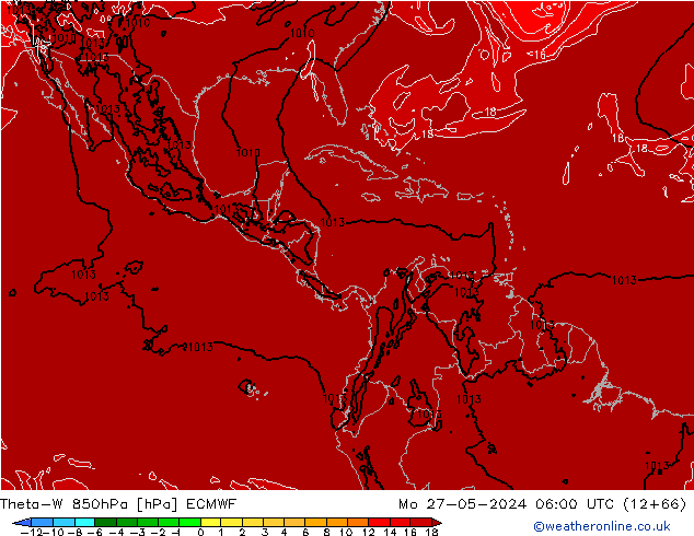 Theta-W 850hPa ECMWF pon. 27.05.2024 06 UTC