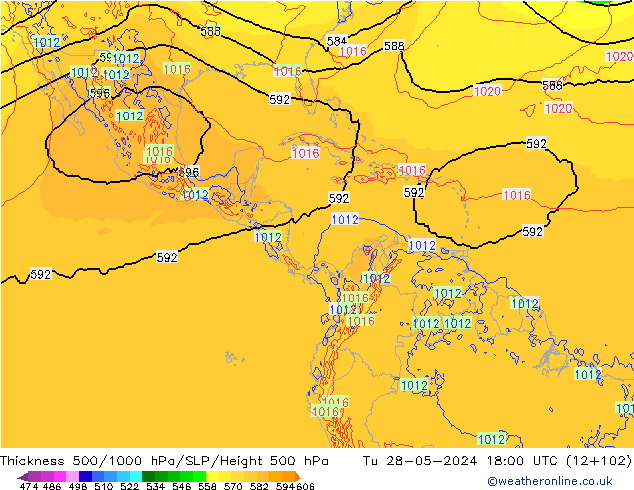 Thck 500-1000hPa ECMWF Tu 28.05.2024 18 UTC