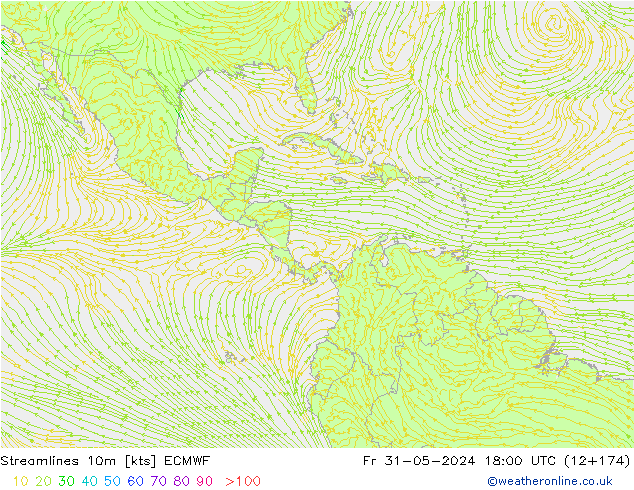 Streamlines 10m ECMWF Fr 31.05.2024 18 UTC