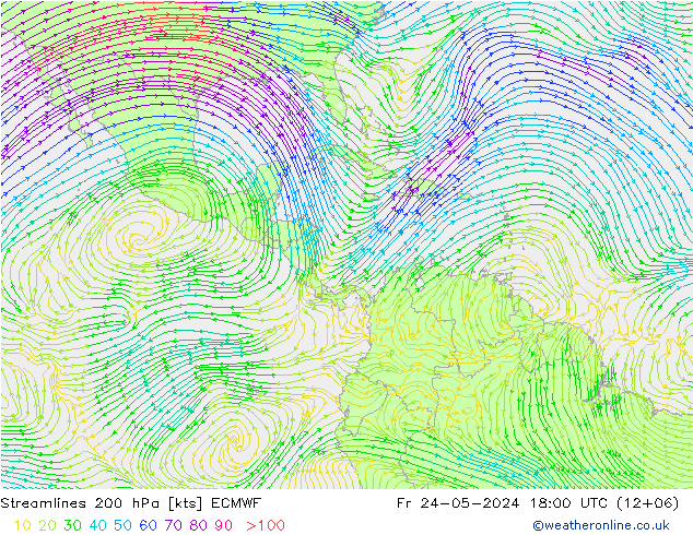 ветер 200 гПа ECMWF пт 24.05.2024 18 UTC