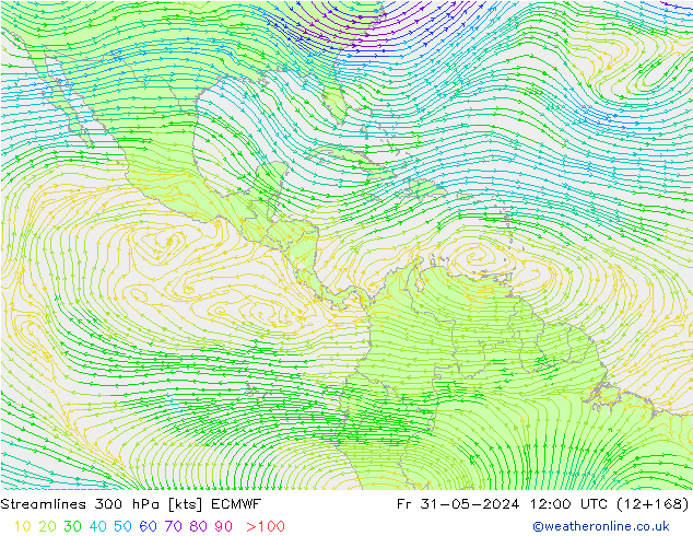 Streamlines 300 hPa ECMWF Fr 31.05.2024 12 UTC