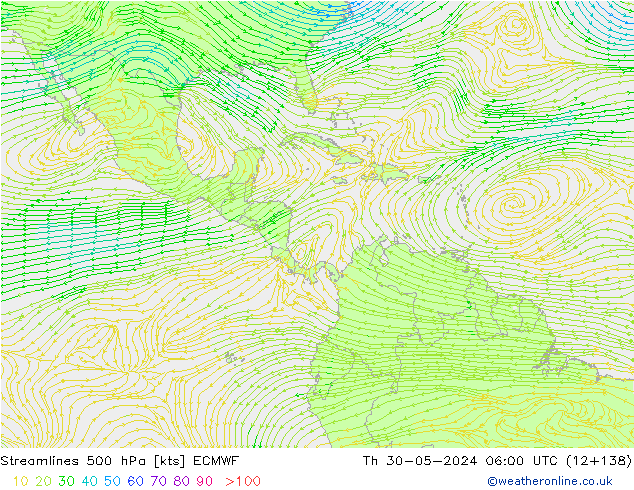 Stroomlijn 500 hPa ECMWF do 30.05.2024 06 UTC