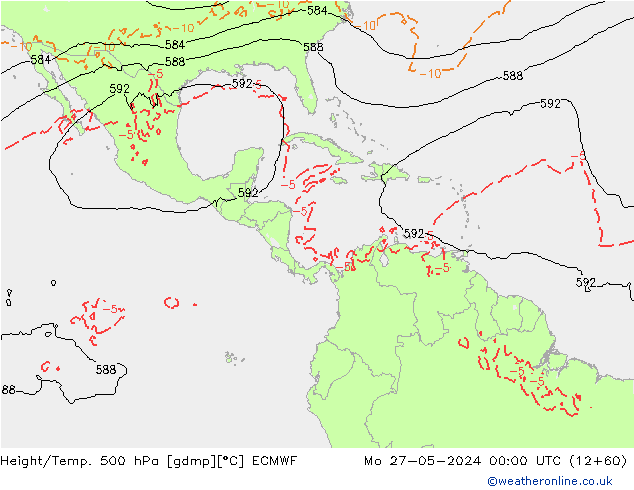 Z500/Rain (+SLP)/Z850 ECMWF Mo 27.05.2024 00 UTC