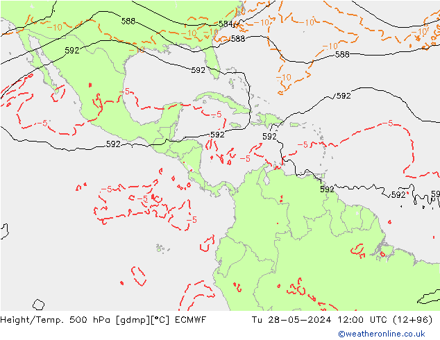 Z500/Rain (+SLP)/Z850 ECMWF mar 28.05.2024 12 UTC