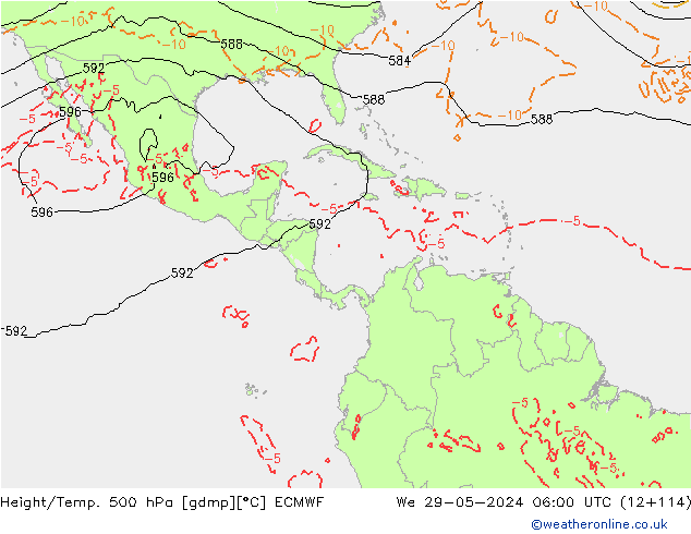 Z500/Rain (+SLP)/Z850 ECMWF We 29.05.2024 06 UTC