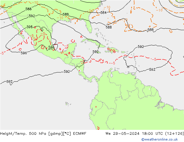 Z500/Rain (+SLP)/Z850 ECMWF We 29.05.2024 18 UTC