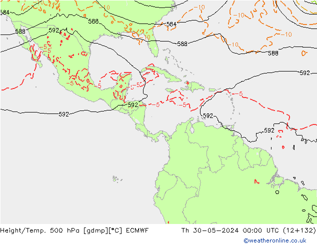 Z500/Rain (+SLP)/Z850 ECMWF jue 30.05.2024 00 UTC