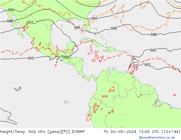 Geop./Temp. 500 hPa ECMWF jue 30.05.2024 12 UTC