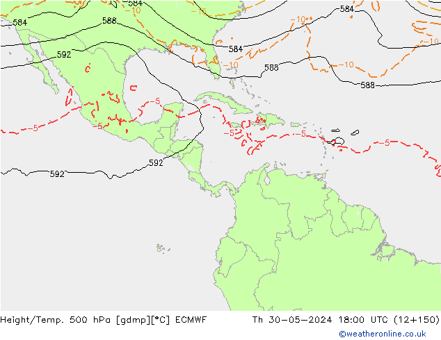 Z500/Rain (+SLP)/Z850 ECMWF jeu 30.05.2024 18 UTC