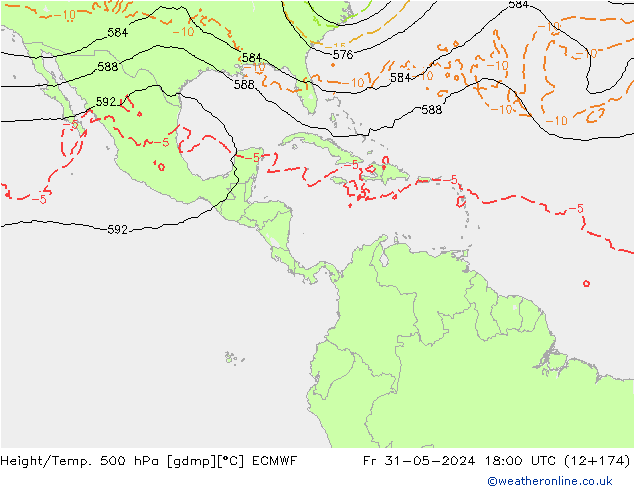 Height/Temp. 500 hPa ECMWF Fr 31.05.2024 18 UTC