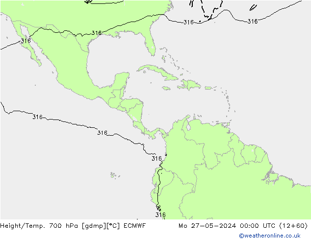 Yükseklik/Sıc. 700 hPa ECMWF Pzt 27.05.2024 00 UTC