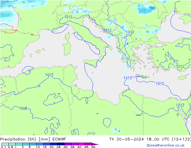 Z500/Rain (+SLP)/Z850 ECMWF gio 30.05.2024 00 UTC