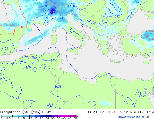 Z500/Rain (+SLP)/Z850 ECMWF пт 31.05.2024 12 UTC