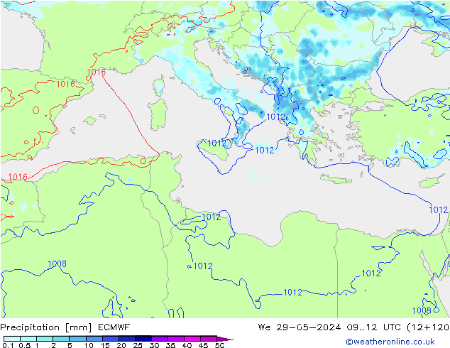 Précipitation ECMWF mer 29.05.2024 12 UTC