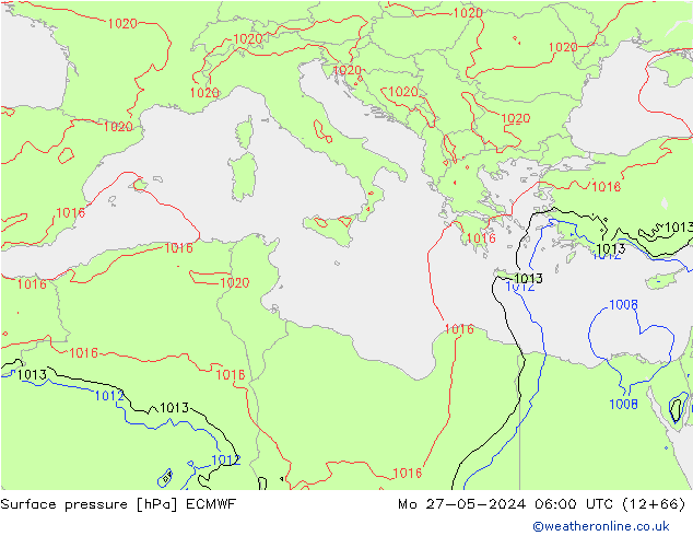 Surface pressure ECMWF Mo 27.05.2024 06 UTC