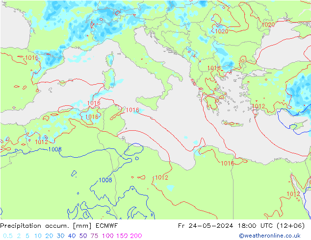 Precipitation accum. ECMWF Fr 24.05.2024 18 UTC