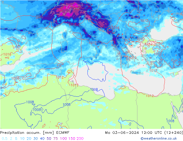 Totale neerslag ECMWF ma 03.06.2024 12 UTC