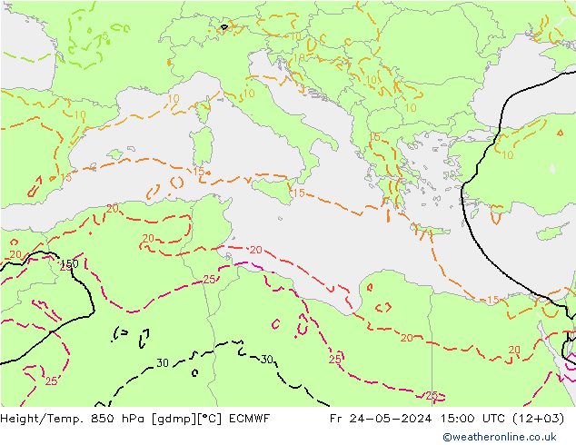 Height/Temp. 850 hPa ECMWF  24.05.2024 15 UTC