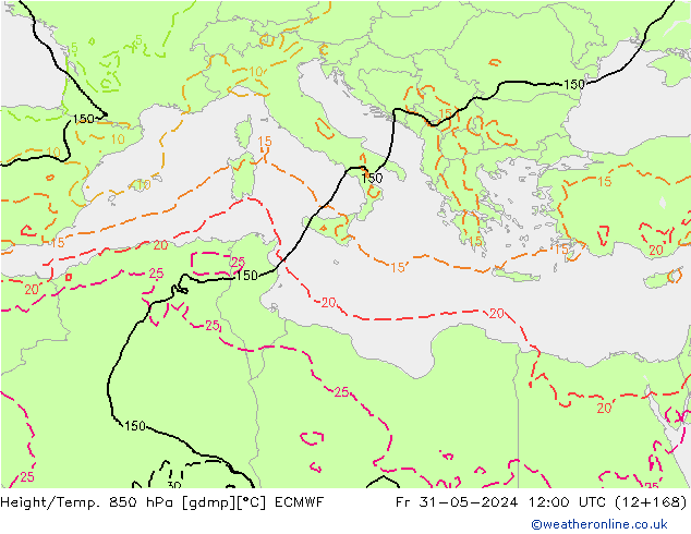 Z500/Rain (+SLP)/Z850 ECMWF пт 31.05.2024 12 UTC