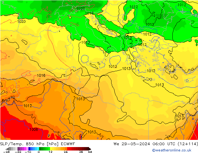 SLP/Temp. 850 hPa ECMWF mer 29.05.2024 06 UTC