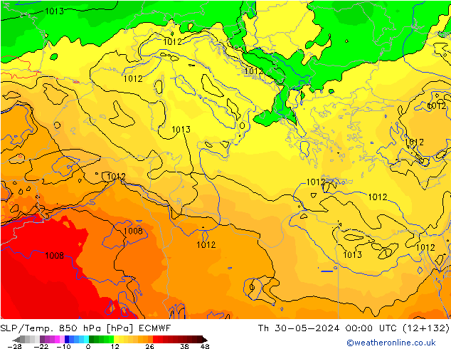 SLP/Temp. 850 hPa ECMWF Th 30.05.2024 00 UTC