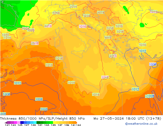 Thck 850-1000 гПа ECMWF пн 27.05.2024 18 UTC