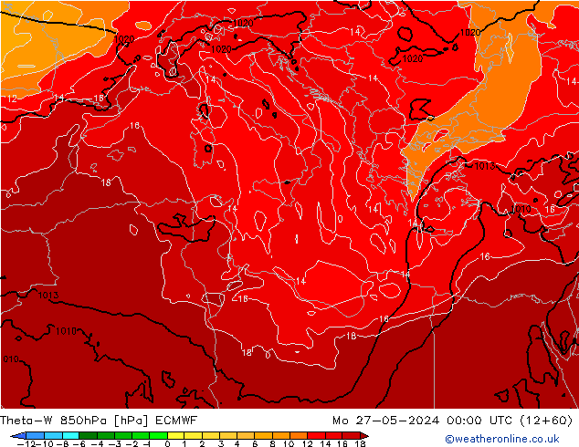 Theta-W 850hPa ECMWF Po 27.05.2024 00 UTC