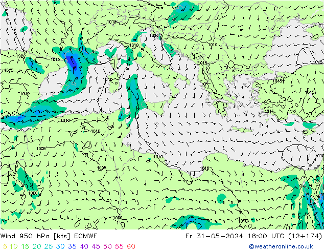 Vento 950 hPa ECMWF ven 31.05.2024 18 UTC