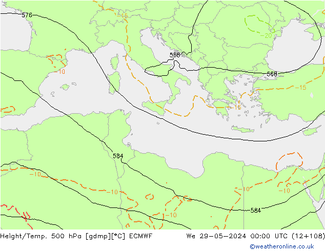 Z500/Rain (+SLP)/Z850 ECMWF St 29.05.2024 00 UTC