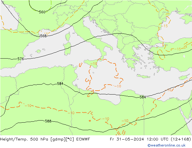 Z500/Rain (+SLP)/Z850 ECMWF Sex 31.05.2024 12 UTC