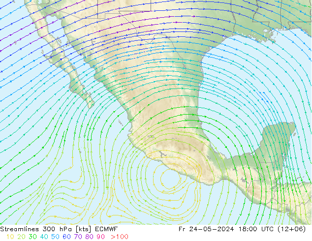 Streamlines 300 hPa ECMWF Fr 24.05.2024 18 UTC