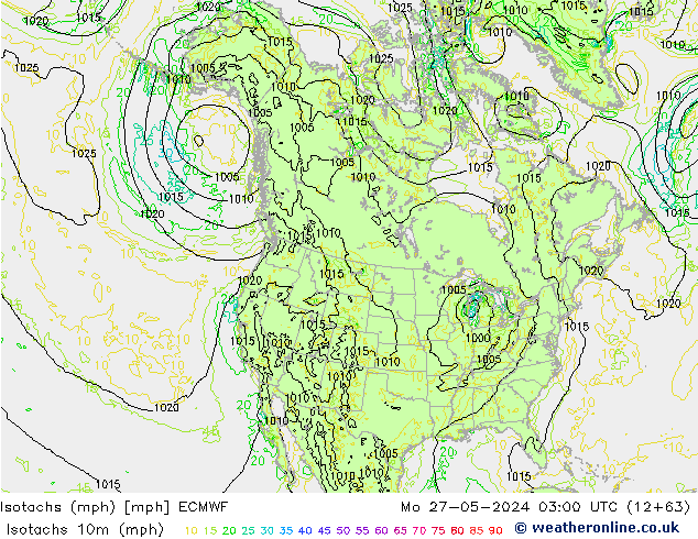 Isotachs (mph) ECMWF Mo 27.05.2024 03 UTC