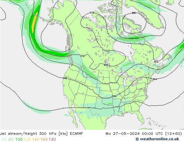 Jet stream/Height 300 hPa ECMWF Po 27.05.2024 00 UTC