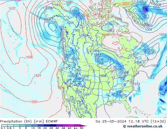 Z500/Rain (+SLP)/Z850 ECMWF Sa 25.05.2024 18 UTC