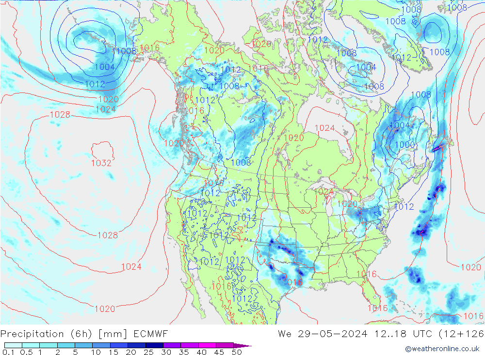 Precipitação (6h) ECMWF Qua 29.05.2024 18 UTC