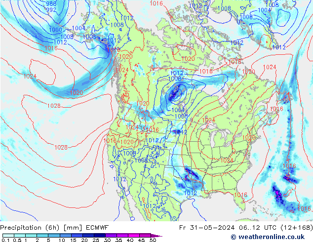 Précipitation (6h) ECMWF ven 31.05.2024 12 UTC