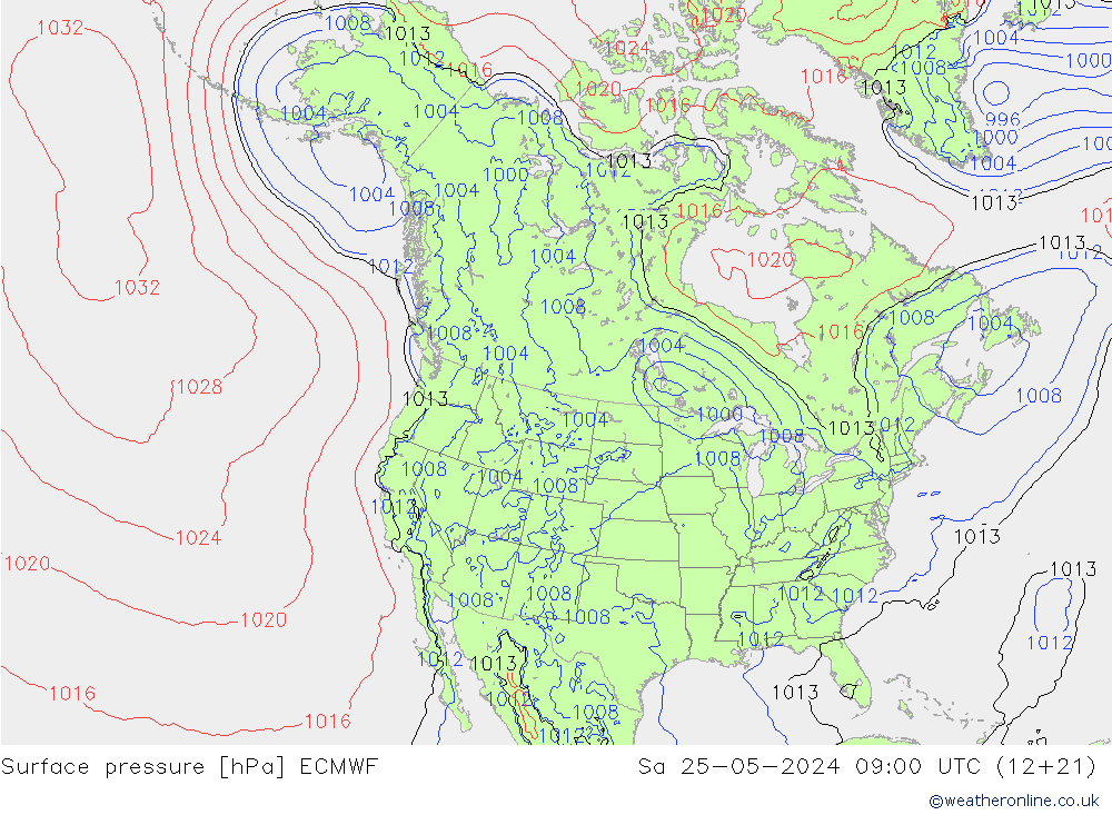 приземное давление ECMWF сб 25.05.2024 09 UTC