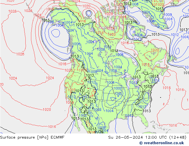 Luchtdruk (Grond) ECMWF zo 26.05.2024 12 UTC