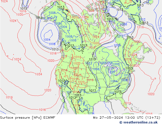 pressão do solo ECMWF Seg 27.05.2024 12 UTC