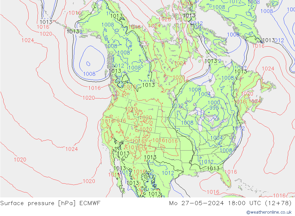 Surface pressure ECMWF Mo 27.05.2024 18 UTC